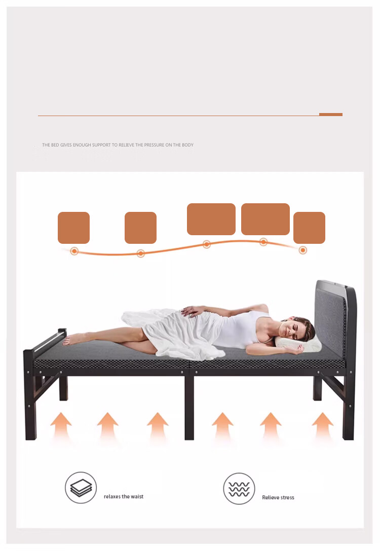 L&S Folding Bed, Single Bed for Home Use, Nap Bed, Camping Bed, No Assembly Required, Hard Board Bed, Accompanying Bed, BGC857 White, 120cm 5