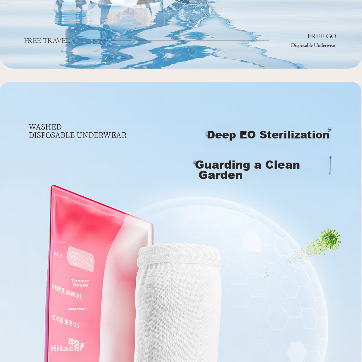Freego Disposable Women's Underwear, Pure Cotton Sterilized, 8 Individually Wrapped, All-Cotton, for Pregnant Women, Menstrual Period, Travel, Business Trips, No Washing Required, 2XL 13