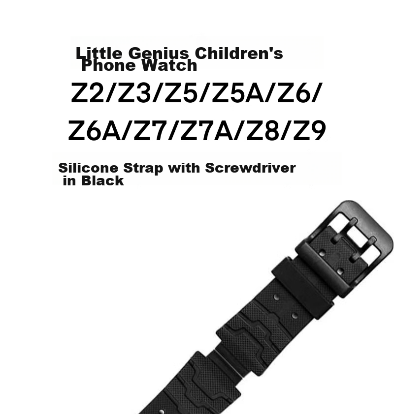 MAIKUQI Compatible Silicone Watch Band for Xiaotiancai Children's Smartwatch Z2/Z3/Z5/Z5A/Z6/Z6A/Z7/Z7A/Z8/Z9 + Screwdriver, Black 1