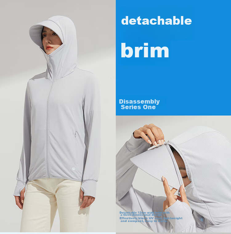 BIKEBROS Women's Sun Protection Clothing, Summer UV Protection UPF50+, Ice Silk Skin-Friendly, Detachable Brim, 4XL 9