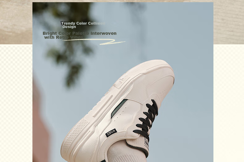 361° Men's Sports Shoes Spring Summer New Retro Leather Basic White Casual Sneakers 672616618-2 34