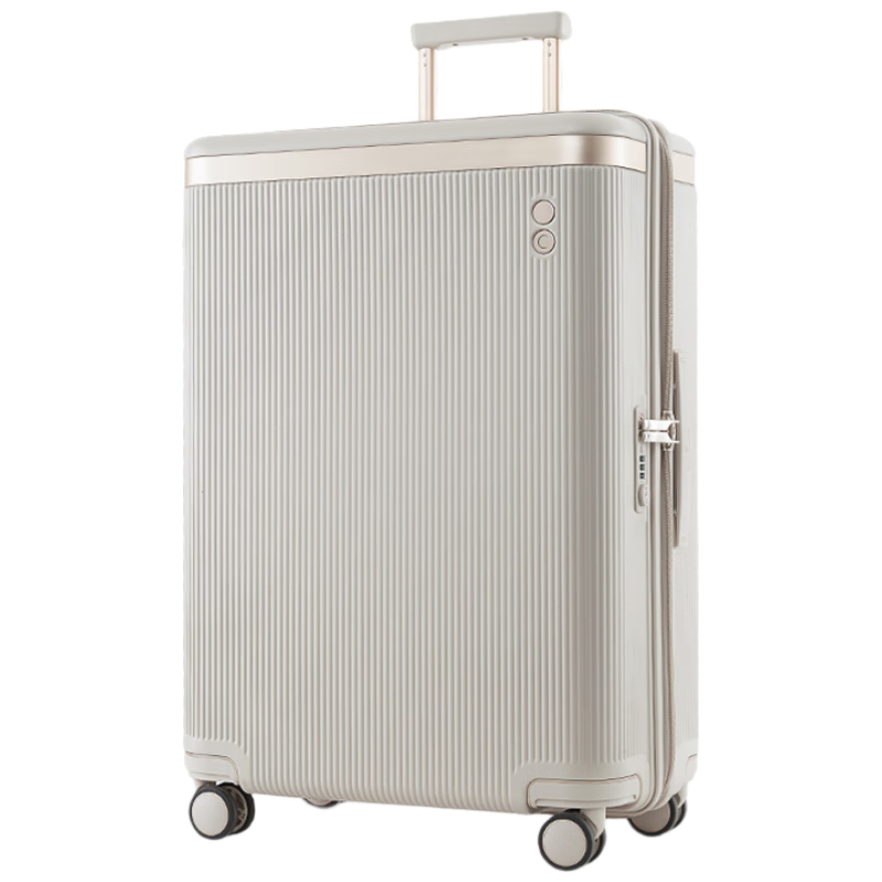 Echolac Celebrity-Style Large Capacity Suitcase, International Travel Luggage, Wang Chao Scratch-Resistant Trolley Case, Milk Tea Gray, 20-Inch PC142