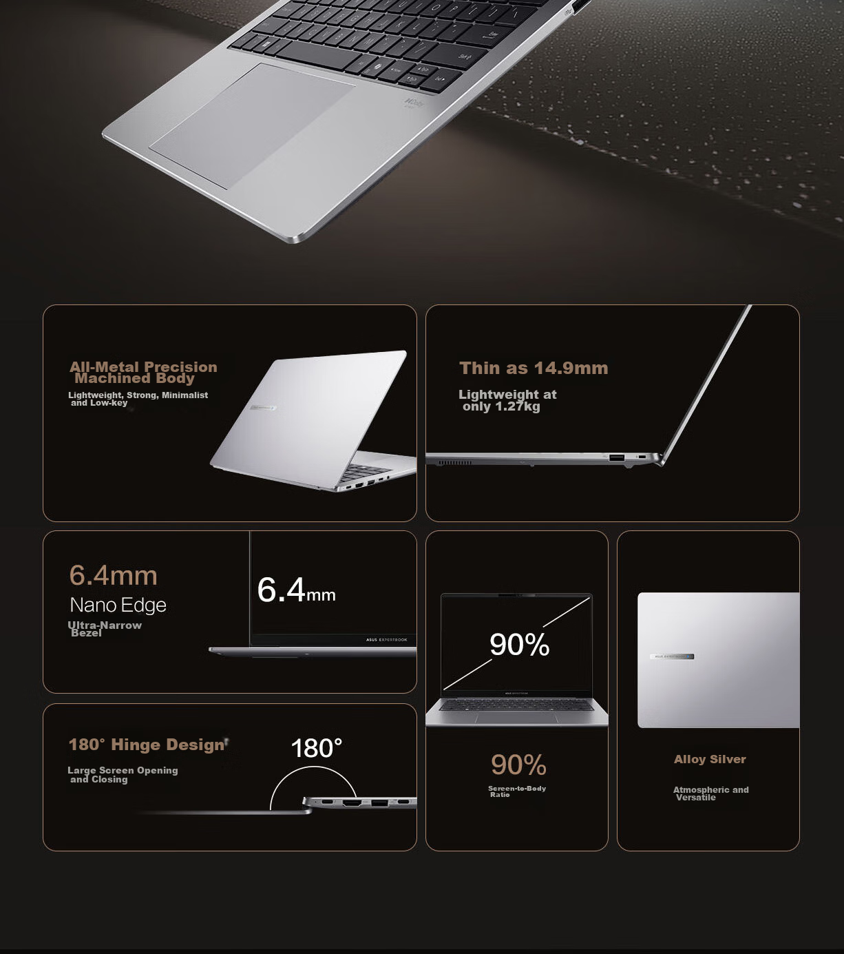 ASUS Poxiao 6Pro 14-Inch AI Lightweight Business Laptop (2nd Gen Core Ultra5, 32GB RAM, 1TB Storage, 2.5K Display, 144Hz Refresh Rate) 9
