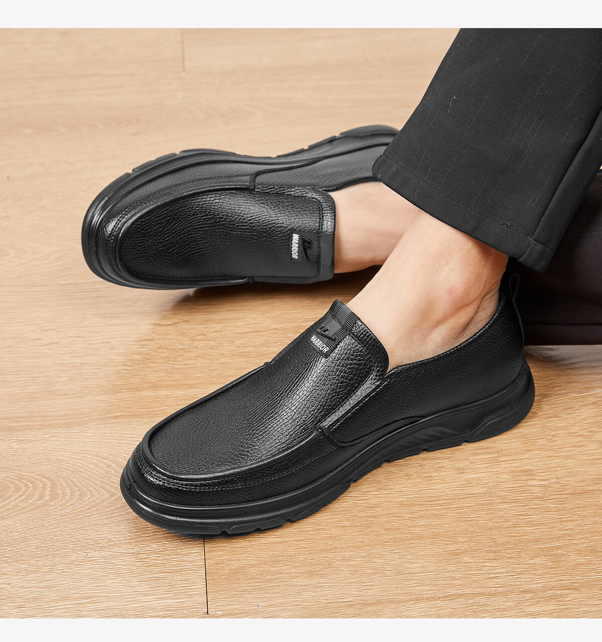 Huili Leather Shoes for Men, Comfortable Slip-On for Spring And Summer, Business Commute Breathable Soft-Soled Casual Shoes, Black, Size 39 5