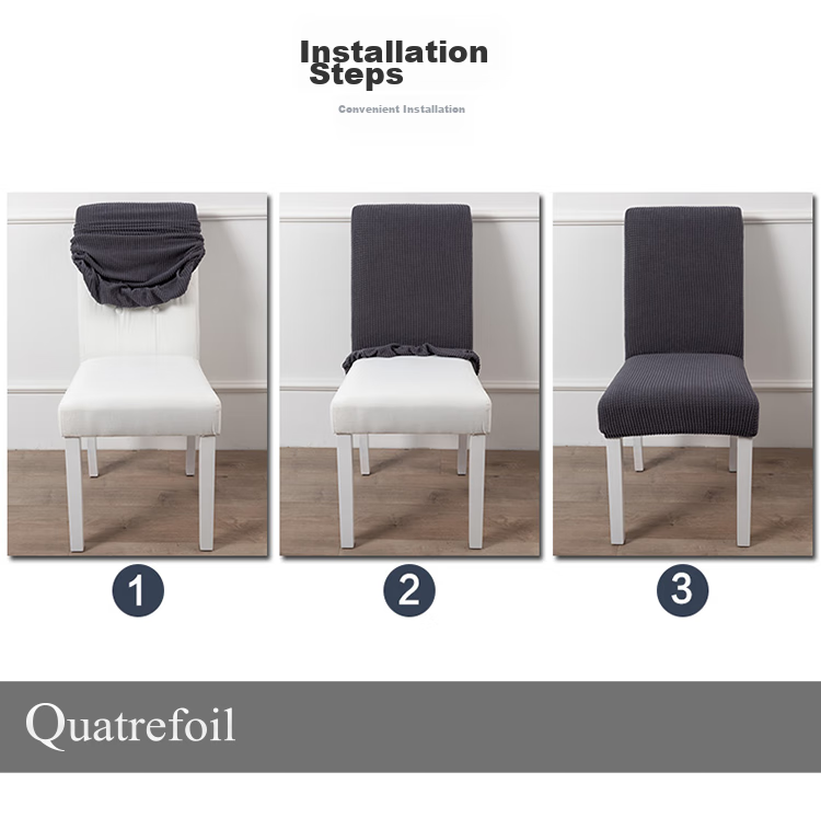 Quatrefoil Chair Cover, Full Coverage Chair Cover with Backrest, Elastic Dining Table Chair Stool Cover, Universal Style, Pure Gray, 1 Piece 7