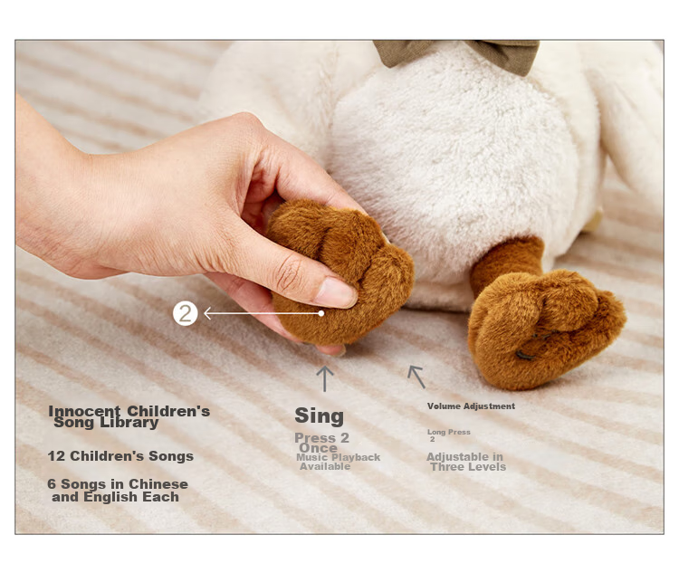 BEIESTATE Happy Duck Baby Learning to Speak Repeating Duck Plush Comforting Doll Children's Toy Gift Upgraded Version Children's Gift 5