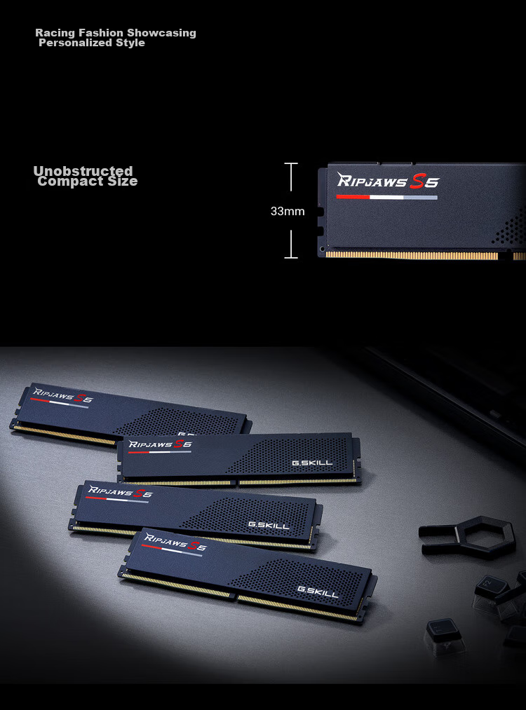 G.SKILL, 64GB (32Gx2) Kit, DDR5 6000MHz, Desktop Memory Module - Trident Z (Dark Night Black)/C36 4