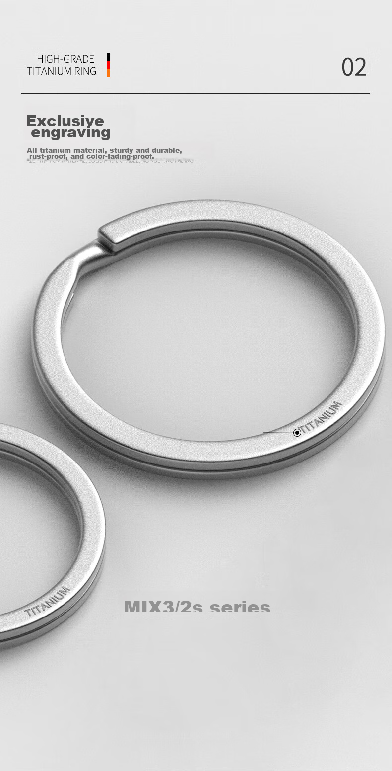 Laiben Titanium Alloy Key Ring, Keychain Ring, Quick-Release Hook, Car Flat Ring, Round Key Ring, Accessories 5