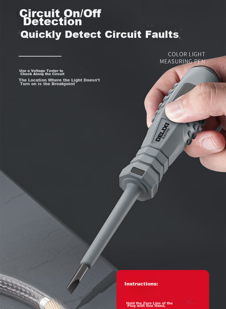 DELIXI Electric Pen for Electricians, Smart Wire Tester with Leakage Detection, High-Strength Screwdriver Voltage Detector Pe 8