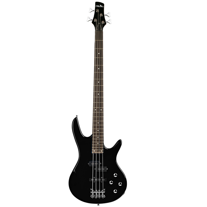 Minsine IB4 String Bass, Black Four-String Electric Bass, for Beginners And Professional Performances, Rock Rosewood Fretboard, Cutaway