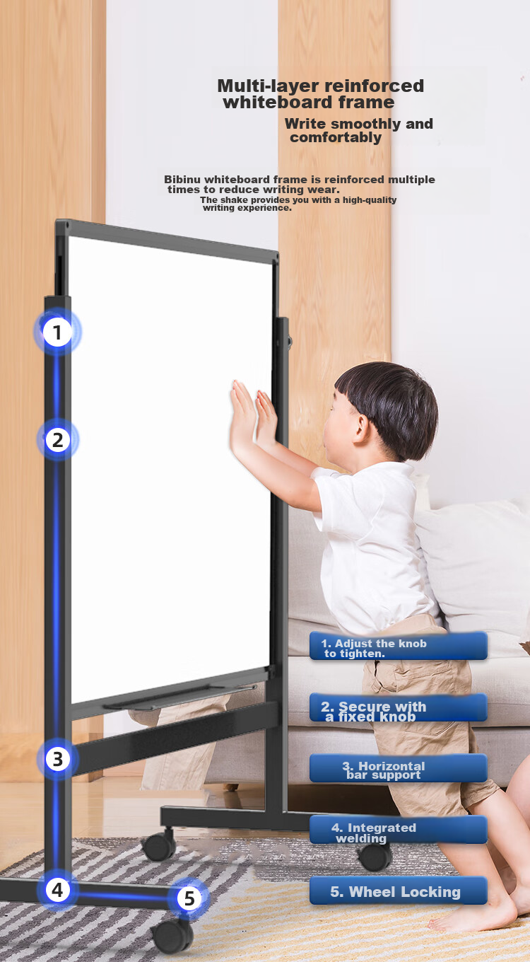 Bibiniu 60*90cm Whiteboard Stand, Office And Teaching Blackboard for Home Use, Children's Writing Board, Double-Sided Adjustable Height And Flip Function BBNV6090 8