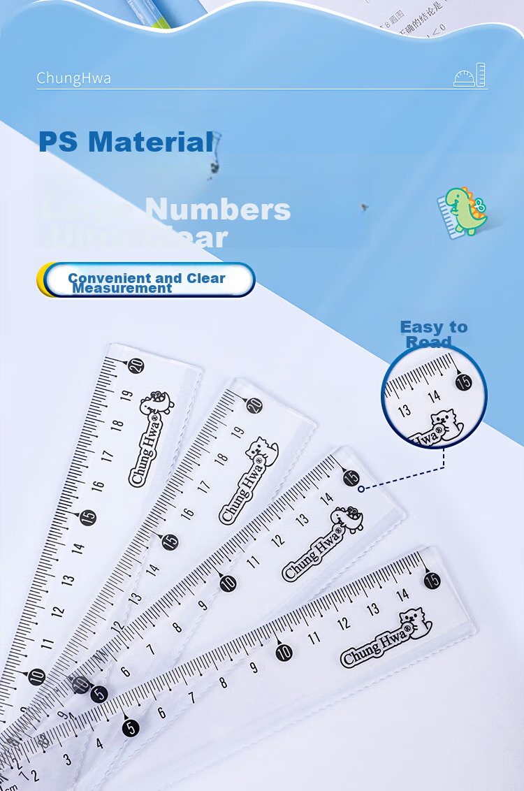 Zhonghua Student Ruler Set (15cm Straight Ruler + 2 Triangular Rulers + Protractor), Transparent Wear-Resistant PS Material, Student Exam Ruler Set for Middle School And College Entrance Exams, Drawing Ruler Set, TC0029 Pink 4