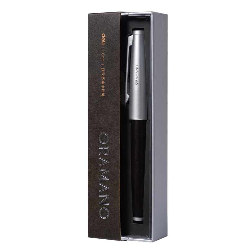Deli Premium Ultra-Smooth Retractable Gel Pen, 1.0mm Bullet Tip, Metal Barrel, Business Wood Grain Signature Pen, Hu Ge's Gift Box Set, Single Pen A6Pro-10