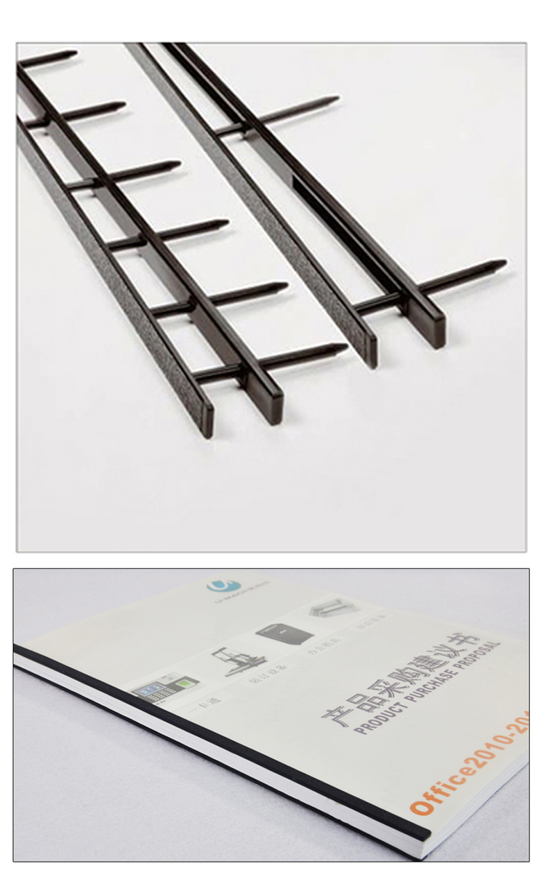 Doton 10-Tooth 1-Inch Velo Punch Binding Machine Strips Clips Press Strips Black 100pcs/Box for Bidding Documents Files Books Account Binding 4