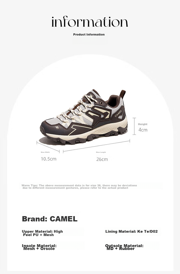 CAMEL Hiking Shoes, Non-Slip Sports Shoes, Couple Style, Lightweight, Durable, Off-Road Climbing And Trekking Shoes, F23A097036 1