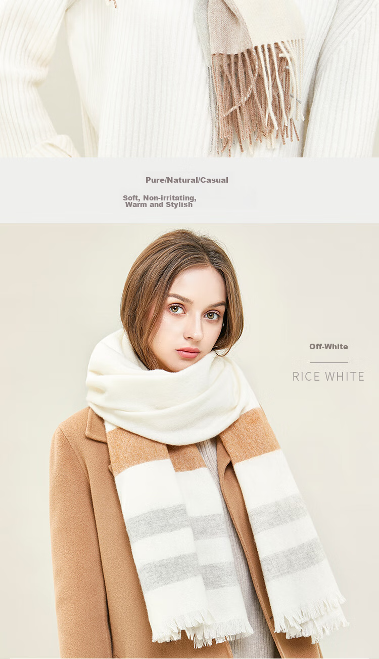JIUMU Pure Wool Scarf for Women, Autumn And Winter Neck Warmer, Ladies' Warm Shawl, Gift for Women on National Day Or Birthday, Gift Box Packaging 19