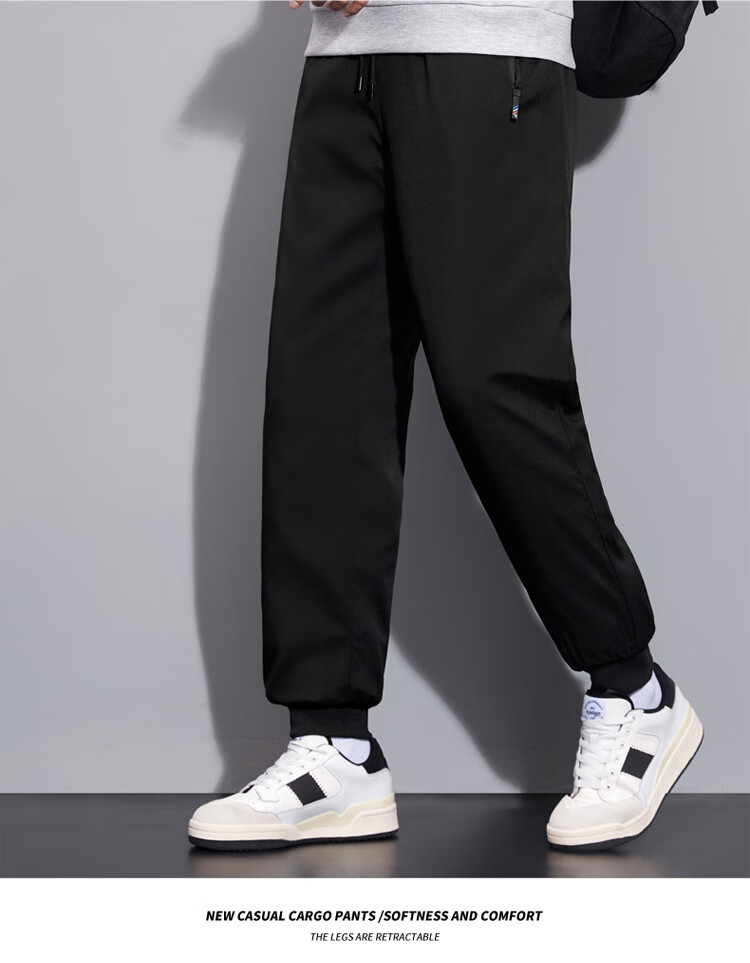 TUCANO Men's Cotton Pants Lamb Wool Fleece Thickened Graphene Warm Comfortable Casual Straight Leg Trousers Black 3XL 27