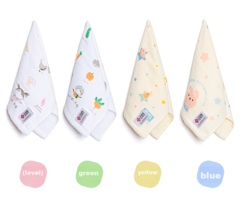 Grace Cartoon Print Pure Cotton Class A Baby Face And Bath Towel, One Side Gauze One Side Terry Cloth, 4 Pieces Sports Set 8