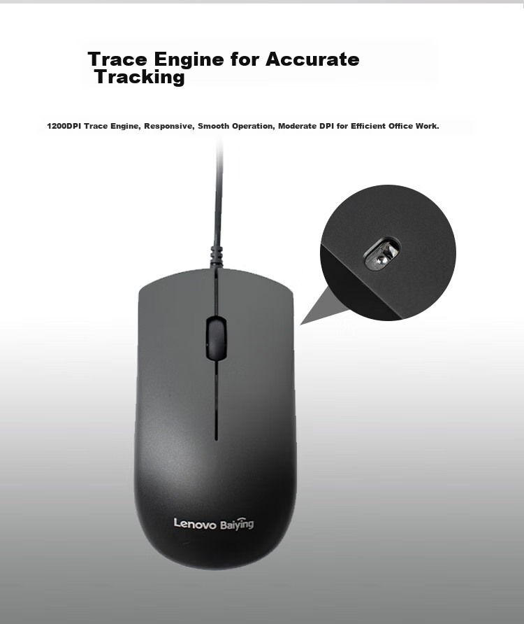Lenovo Wired Keyboard And Mouse Combo, Full-Size Office Mouse And Keyboard Set, Business Computer Keyboard, All-In Desktop Laptop Keyboard TW11S 3