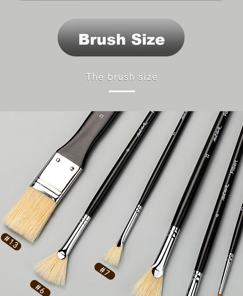 Mont Marte 6-Piece Oil Painting Brush Set, Acrylic Paint Brushes, Watercolor Brushes, Art Pig Bristle Nylon Painting Brushes, Children's Line Drawing Brushes, Flat Brush And Brush Set BMHS1002 6