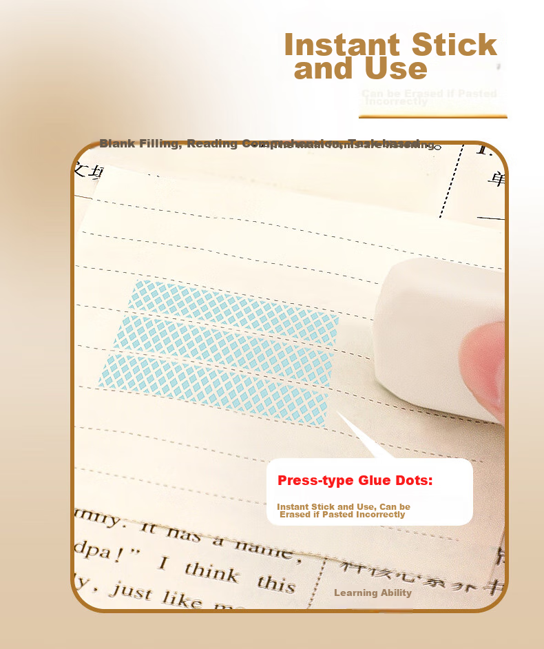 CHANGLi Push-Button Dispensing Glue Refill, Large Capacity Correction Tape, Double-Sided Dotted Glue, High Adhesion, Low Residue, for Children's Crafts, Journaling, Student Error Correction, Sticky Notes, Glue Pe 5