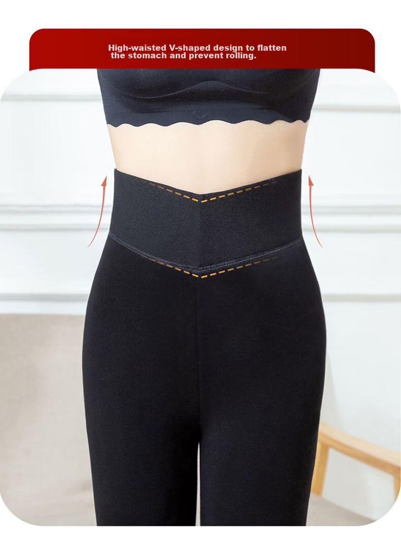 LangSha Women's Leggings, Winter Fleece-Lined Thick Wool-Blend Thermal Pants, High-Waisted Slim-Fit Plus Size Cotton Pants for Outdoor Wear 10