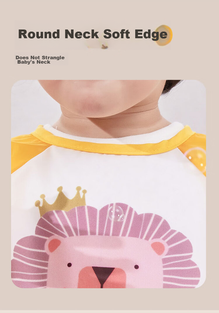 Aibaoshi Children's Apron, Spring And Autumn Long-Sleeve Style, Baby Eating Bib, Anti-Splash Clothing, Reverse Wear Drawing Apron, Yellow, S222 7