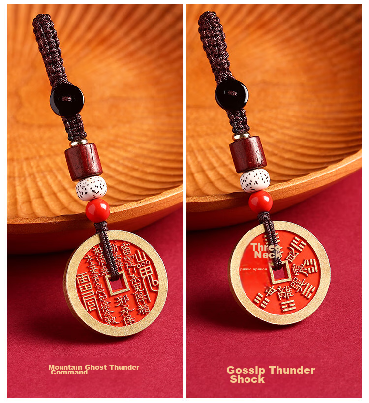 Shichuanbaishi Copper Coin Pendant Keychain with Cinnabar Amulet for Protection, Zodiac Year Gift for Men And Wome 19