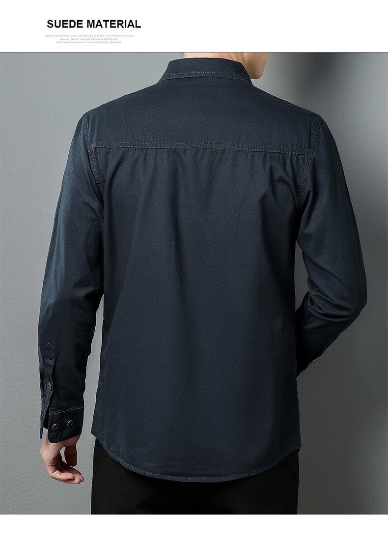 JEEP SPIRIT Men's Shirt, Long Sleeve, Spring And Autumn Washed Casual Workwear Shirt, Men's Jacket, Outerwear, Khaki, 2XL 10