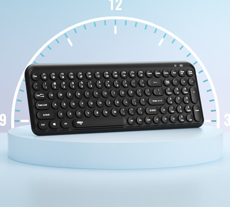 Aigo V610 Blue Quiet Office Business Keyboard, Wireless Bluetooth Connection, Rechargeable Lithium Battery, Compatible with WIN/MAC Dual Systems, Scissor Foot Structure, Full Size 12