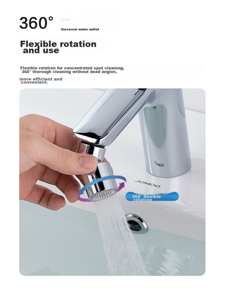 JOMOO Splash-Proof Filter, 720-Degree Omnidirectional Dual-Function Curved Foot Aerator Extension Head, 02308-1C 7
