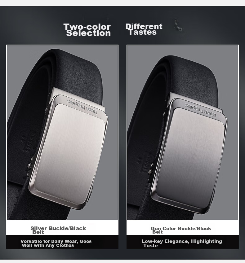 Hush Puppies Men's Genuine Leather Belt Casual Business Automatic Buckle Birthday Gift for Boyfriend and Father 3