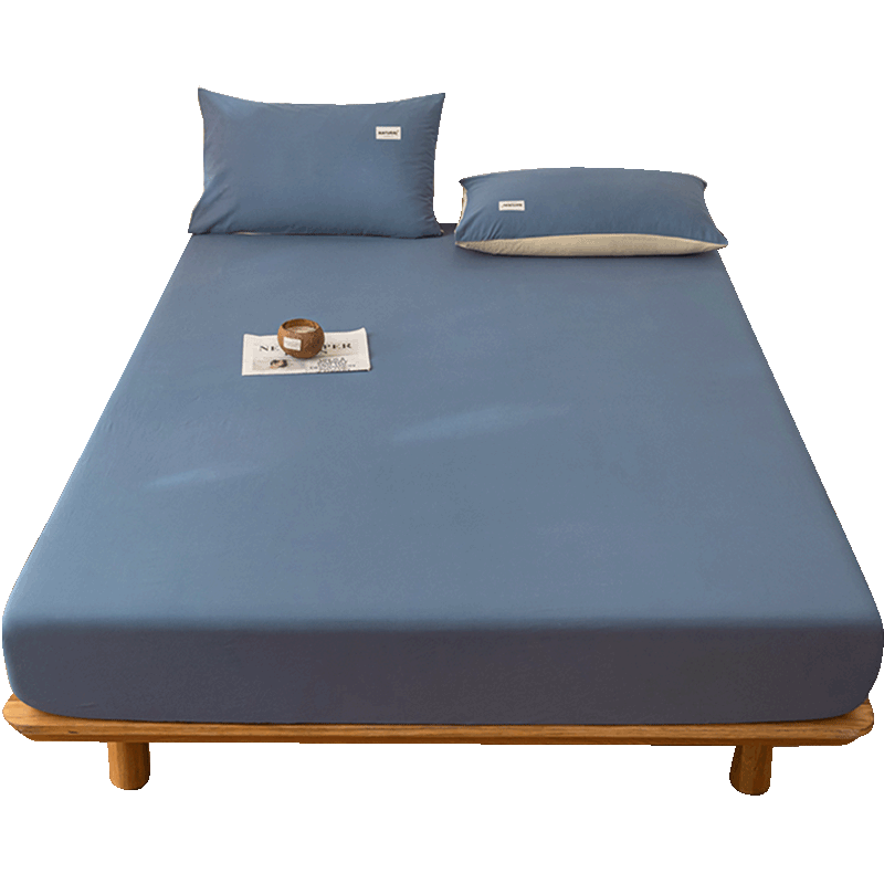 Grace Class A 100% Cotton Washed Cotton 7A Antibacterial Fitted Sheet Breathable Mattress Protector Cover, Royal Blue, 180*200cm