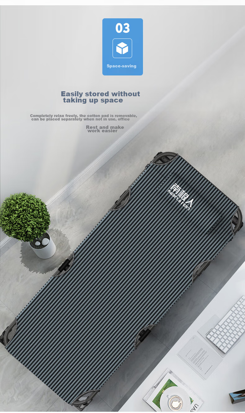 Nanjiren Folding Bed, Single Bed, Office Lounge Chair, Foldable Nap Bed, Accompanying Care Bed, Simple Camping Bed with Breathable Cotton Pad 5