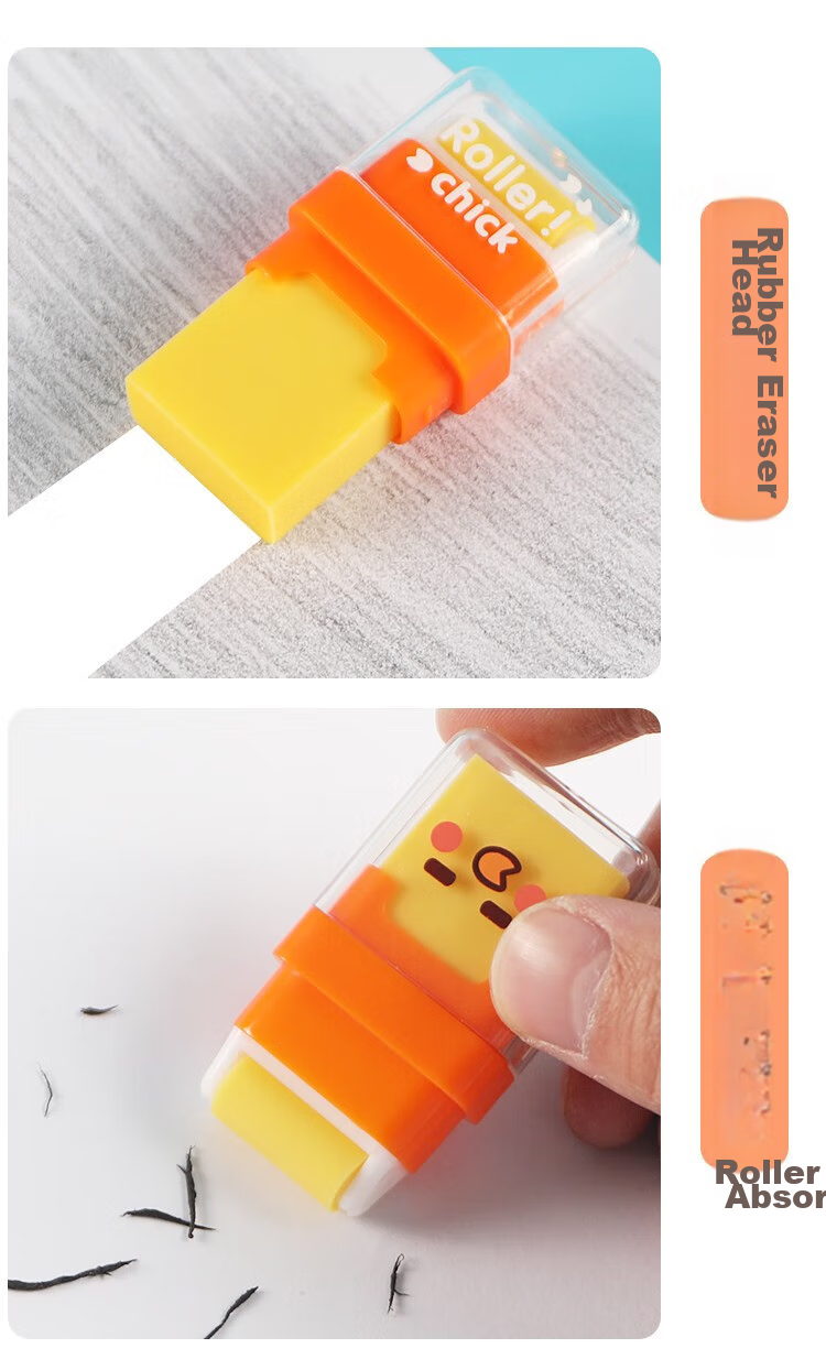 M&G Roller Eraser, Clean without Leaving Marks, Low Residue, Double-Sided Eraser, Creative Cartoon Cute Design, Random Colors, Pack of 5, AXP963GX 6