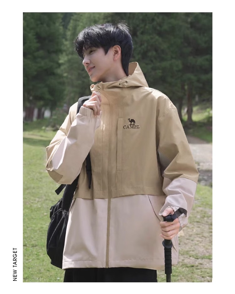 CAMEL Outdoor Single-Layer Hardshell Jacket for Men And Women, Waterproof Travel Coat A23CATG013 2XL 7