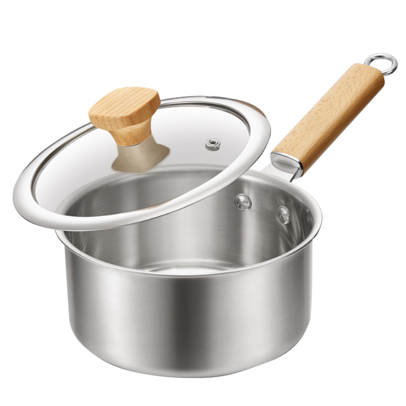 Bear Milk Pot, 316L Stainless Steel Snow Pan, Baby Food Pot, Small Milk Pot, Thickened Soup Pot, Noodle Cooking Pot, 18cm