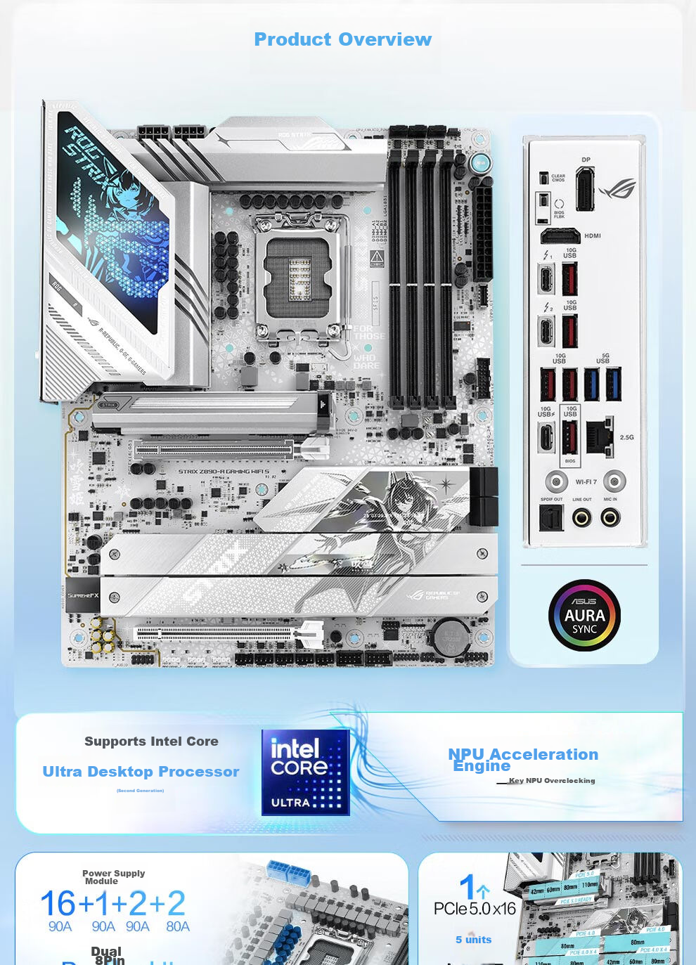 ROG STRIX Z890-A GAMING WIFI Chuixue Motherboard, Supports CPU 285K/265K/270K (Intel Z890/LGA 1851) 5