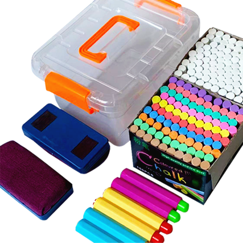 YUJA 11-Color 200-Piece White And Colored Chalk Set, Children's Doodle Pens, Dust-Free Non-Toxic Chalk for Teaching Blackboard Reports, Specialized Colored Chalk for Teachers