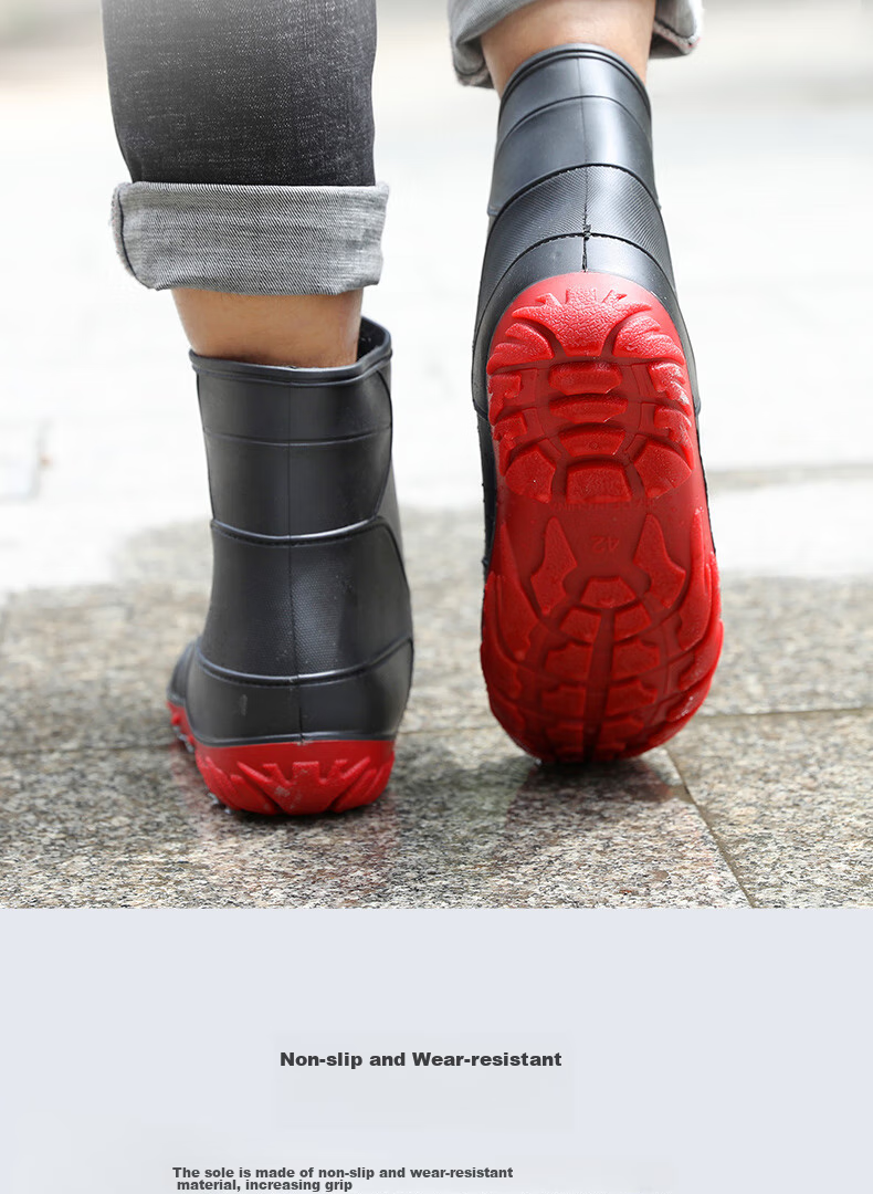 FOOTOPPO Rain Boots for Men, Mid-Calf Adult Waterproof Shoes, Mid-Top Water Boots, Fashionable Rubber Shoes for Women And Me 3