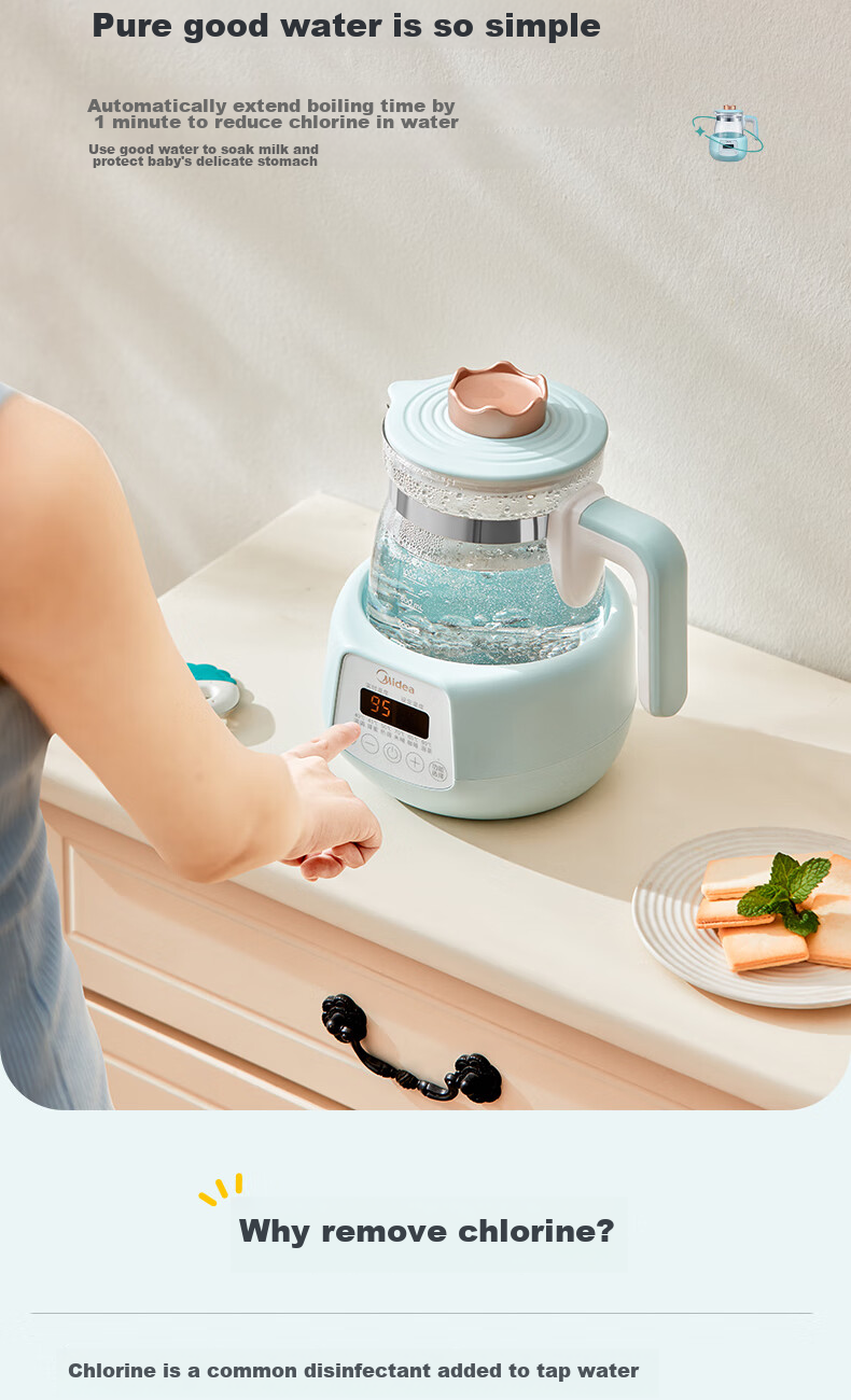 Midea Constant Temperature Kettle, Baby Formula Maker, Electric Water Boiler for Milk Preparation, Health Pot with Temperature Control, 1.3L Capacity 9