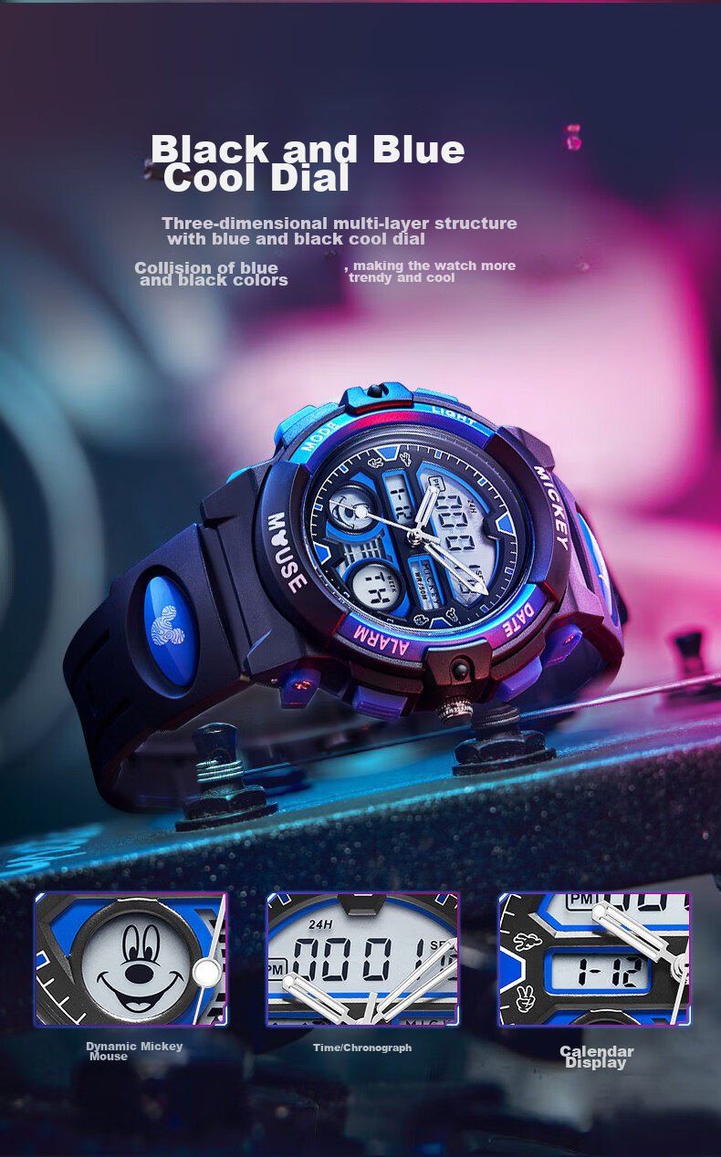 Disney Mickey Mouse Collaboration Exam-Specific Waterproof Sports Watch for Middle And High School Students, Children's Electronic Watch Only for Time Measurement 4
