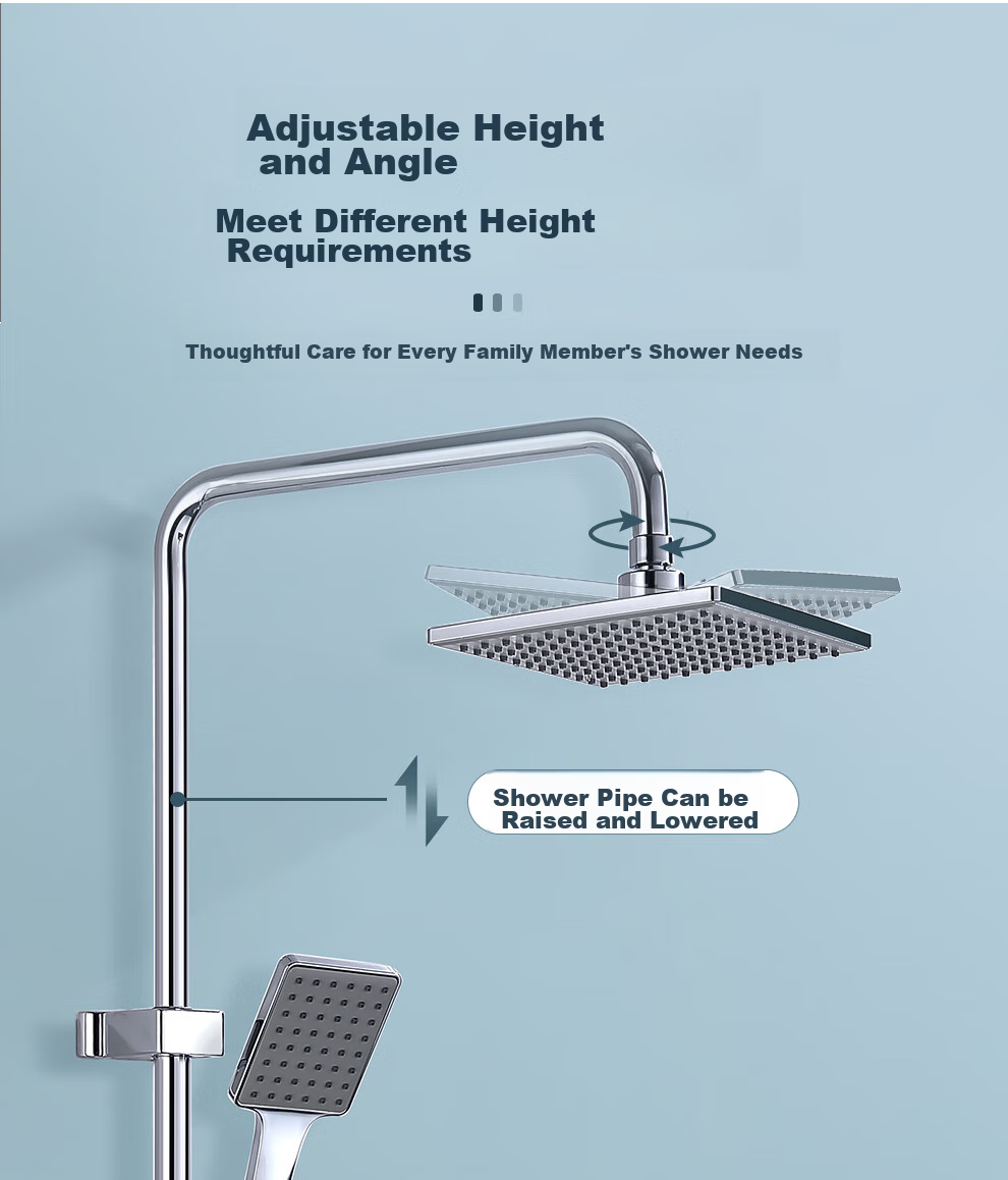 Larsd Shower Head Set, Square Spray Gun Shower Head, Silver Shower Faucet, High-Pressure Shower Head Complete Set F816 16