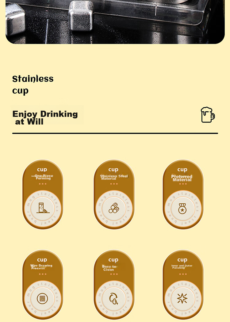 BJ 304 Double-Layer Cup, Stainless Steel Step Cup, Korean-Style Beer Mug, Coffee Cup, Stainless Steel Water Cup, 260ml Single Piece 2