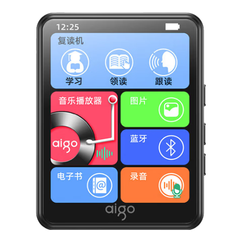 Aigo MP3/MP4 Player Music Portable Player with 2.4-Inch Bluetooth Speaker, Dictionary And E-Book Function, English Learning Repeater for Students, 325-32GB