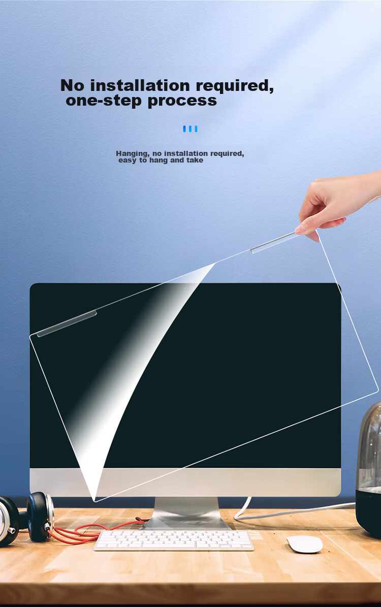 Llano [Lian Certification] Computer Monitor Anti-Blue Light Protective Screen, Blue Light Blocking, Radiation Protection, Eye-Friendly Film, Desktop Acrylic Hanging Type, Compatible with ASUS And Others, 19-Inch 16:10 2