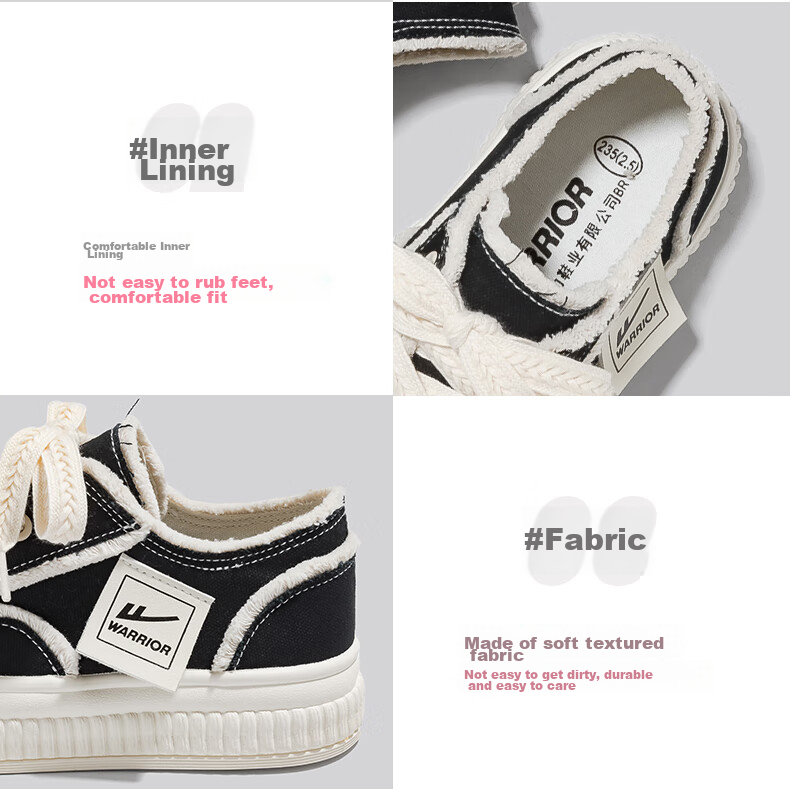 Huili Women's Canvas Shoes, Versatile Wheat Spike Casual Shoes, Student Sports White Sneakers, F249BR, Black/beige, Size 40 8