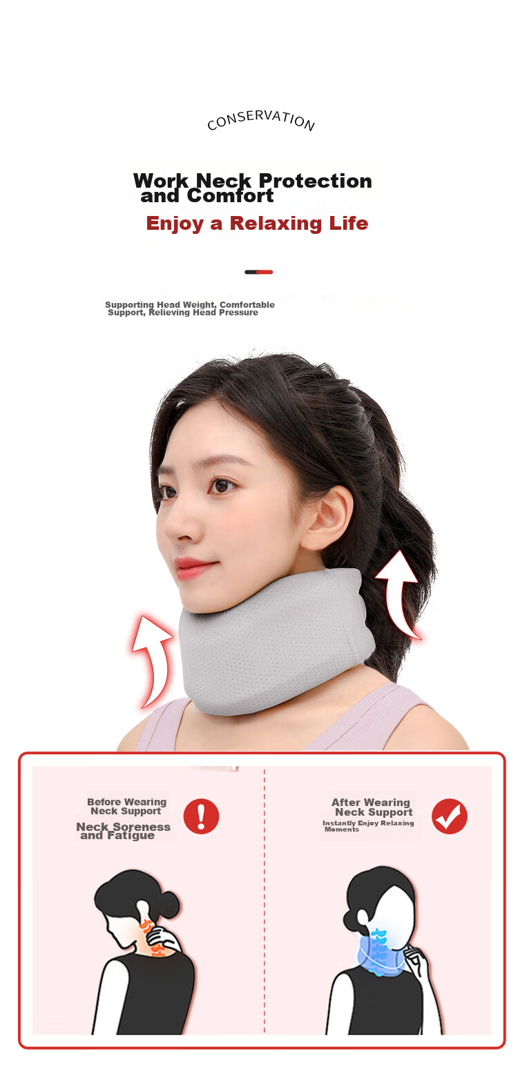 Guifeng Office Neck Support, Cervical Pillow, Anti-Forward Head Posture, Neck Protection, Forward Tilt Support, Breathable Cervical Pillow, Size M 6