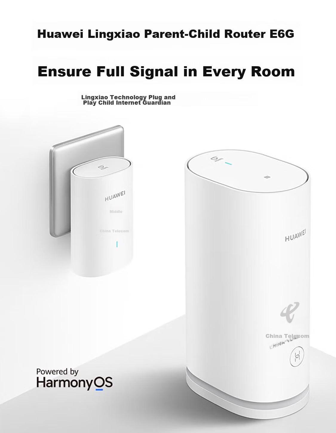 HUAWEI Q6 Telecom Version Lingxiao Parent-Child Router, WiFi 6+, Gigabit Port, 5G Home And Enterprise Villa-Grade Wireless Powerline Mesh E6 Parent-Child Set, All-Network Compatible 2