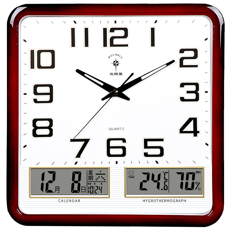 POLARIS Wall Clock, Perpetual Calendar, Temperature And Humidity Meter, Creative Living Room Calendar, Wall Clock, 36*35cm, New Year Refresh